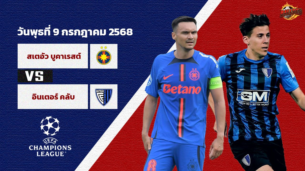 วิเคราะห์บอล ยูฟ่า แชมเปี้ยนส์ลีก รอบคัดเลือก สเตอัว บูคาเรสต์ vs อินเตอร์ คลับ