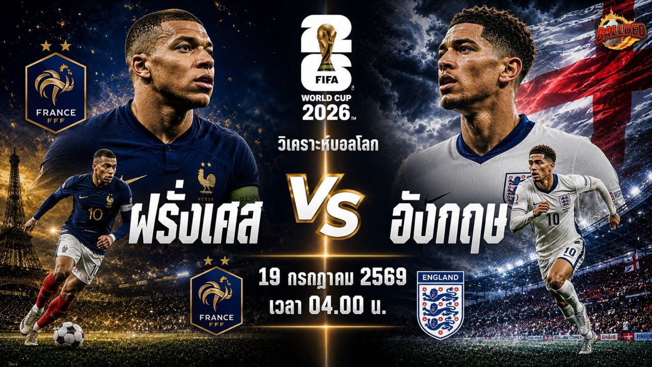 วิเคราะห์บอล ฟุตบอลโลก 2026 ฝรั่งเศส vs อังกฤษ