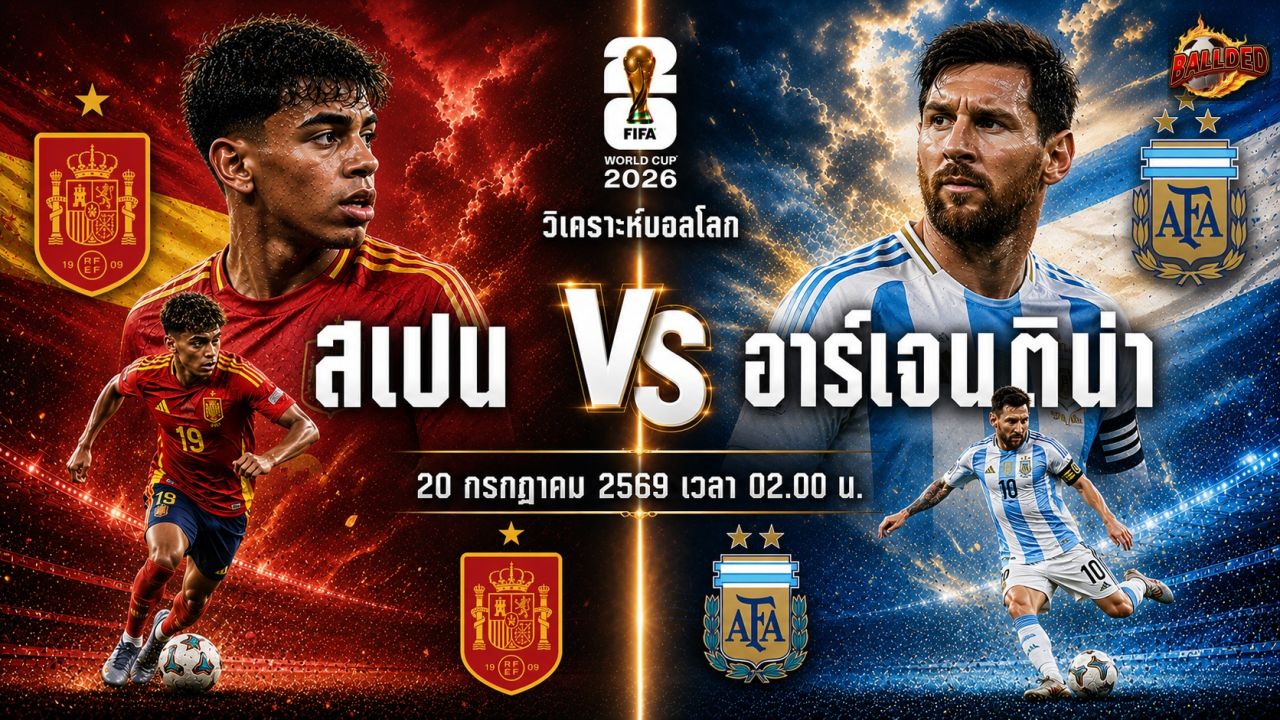 วิเคราะห์บอล ฟุตบอลโลก 2026 รอบชิงชนะเลิศ สเปน vs อาร์เจนติน่า
