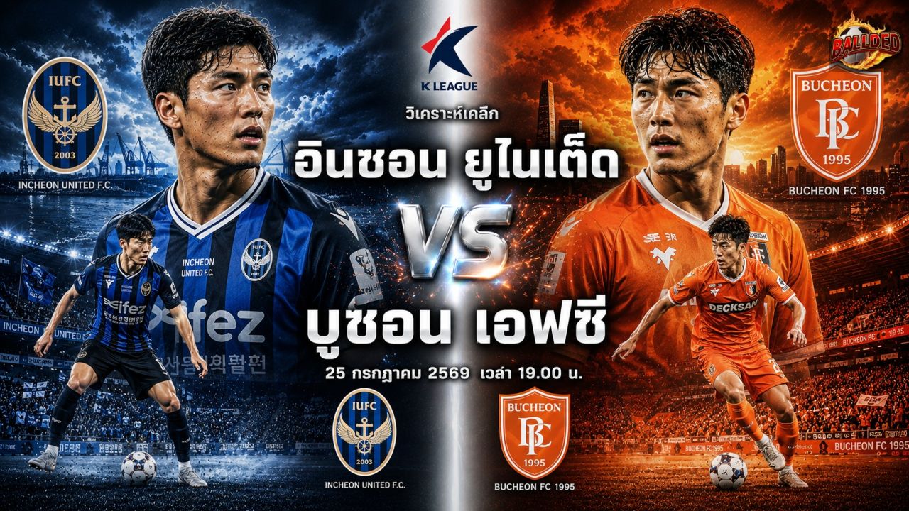 วิเคราะห์บอล เค ลีก อินชอน ยูไนเต็ด vs บูชอน เอฟซี
