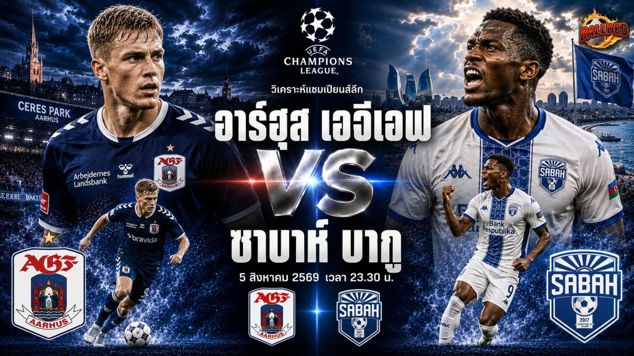 วิเคราะห์บอล แชมเปียนส์ลีก คัดเลือก อาร์ฮุส เอจีเอฟ vs ซาบาห์ บากู