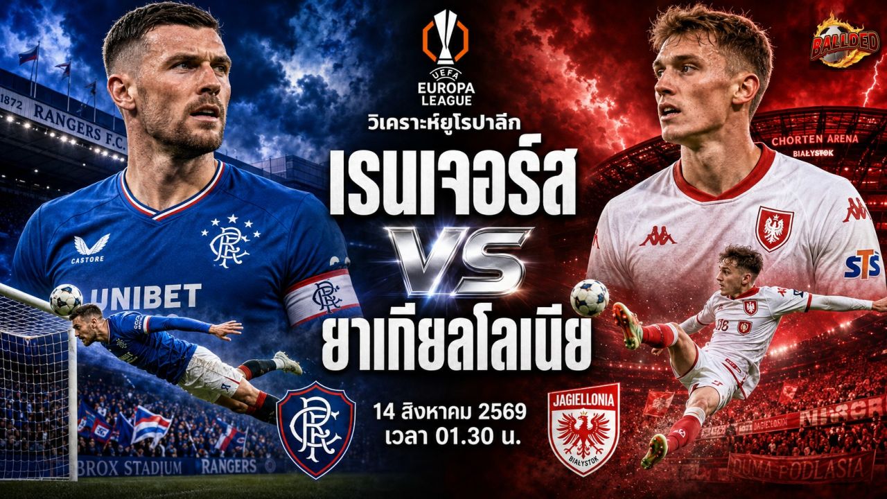 วิเคราะห์บอล ยูฟ่า ยูโรป้า ลีก เรนเจอร์ส vs ยาเกียลโลเนีย