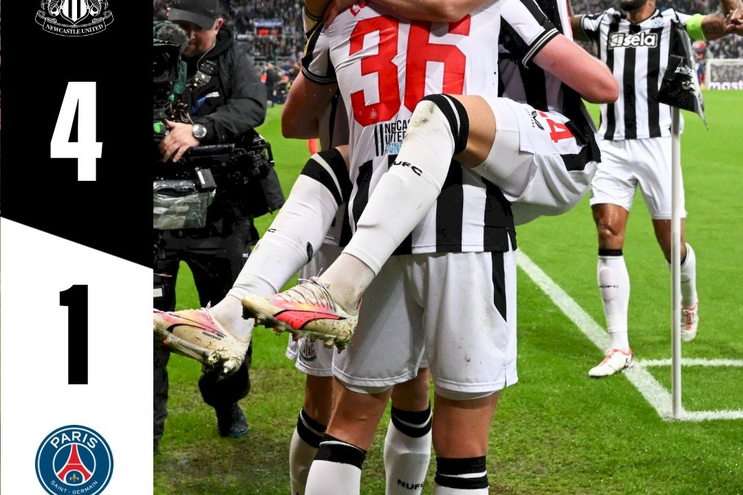 สาลิกาโหด กด PSG ยับ!!!  "นิวคาสเซิ่ล" เปิดบ้าน ถล่ม PSG ไป 4 : 1 ประตู ในศึกยูฟ่า แชมเปียนส์ลีก