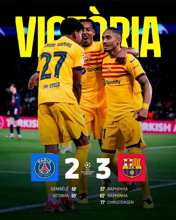 บาร์เซโลน่า พลิกสถานการณ์ คว้าชัยเหนือ เปแอสเช ในแชมเปี้ยนส์ลีก รอบ 8 นัดแรก