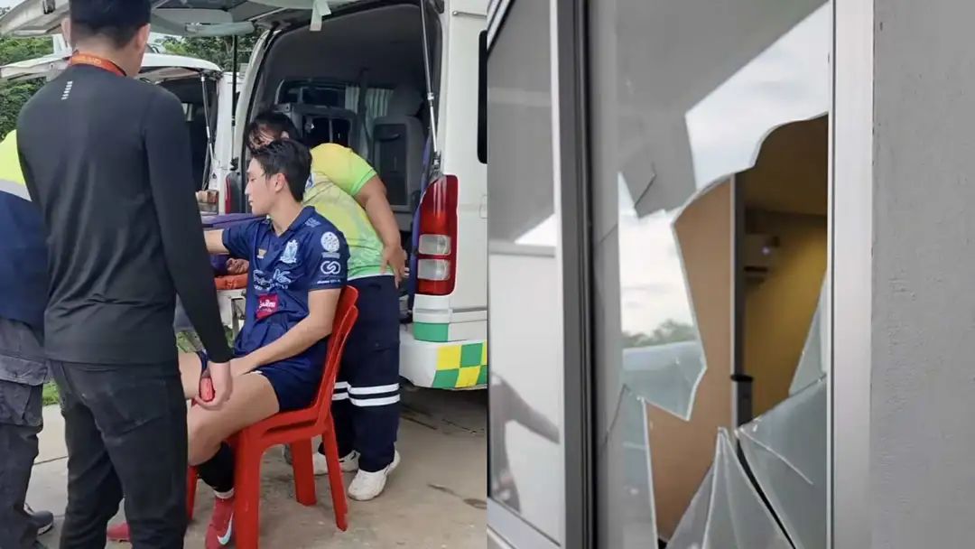 แข้งหัวหินโมโหต่อยกระจกแตก ตัวเองเจ็บ