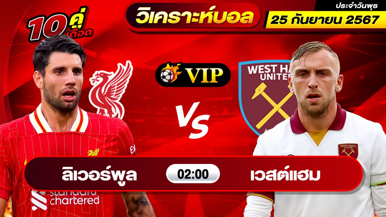 วิเคราะห์บอลวันนี้ ทีเด็ดบอล วันพุธที่ 25 กันยายน 2567 By ช็อตเด็ดบอลเต็ง