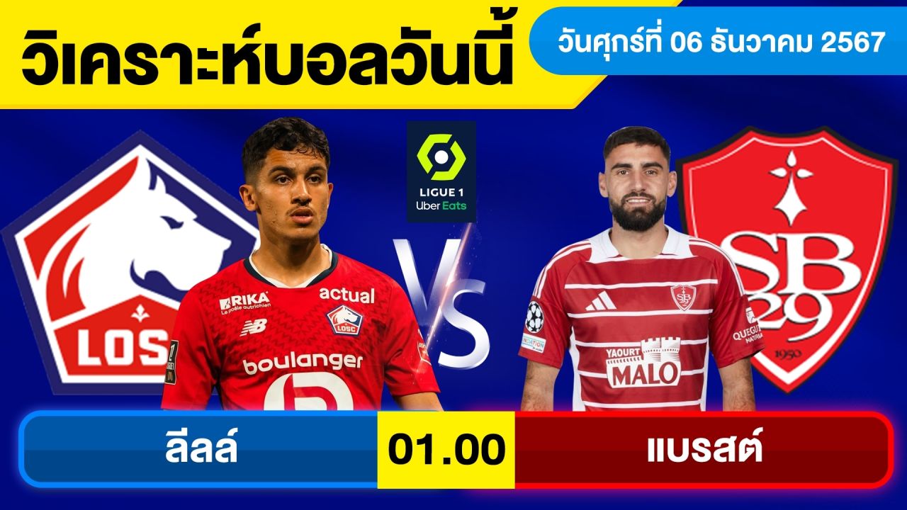 วิเคราะห์บอลวันนี้ บอลเต็ง ทีเด็ดบอล วัน ศุกร์ ที่ 6 ธันวาคม 2567 By จอห์นบอลเต็ง