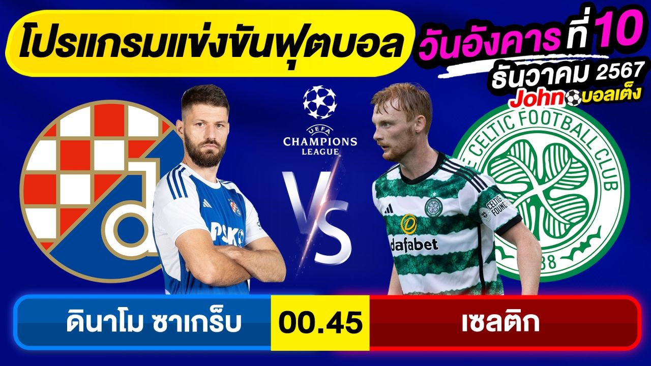 วิเคราะห์บอลวันนี้ บอลเต็ง ทีเด็ดบอล วัน อังคาร ที่ 10 ธันวาคม 2567 By จอห์นบอลเต็ง