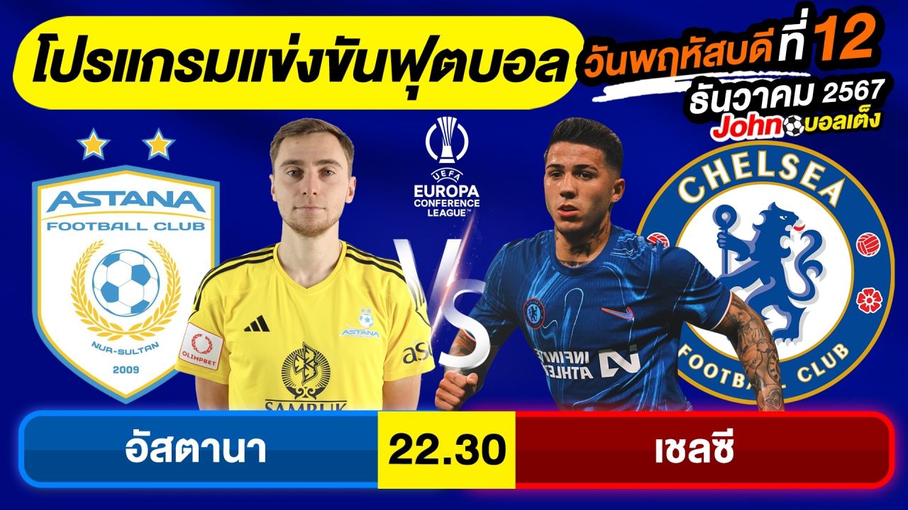 วิเคราะห์บอลวันนี้ บอลเต็ง ทีเด็ดบอล วัน พฤหัสบดี ที่ 12 ธันวาคม 2567 By จอห์นบอลเต็ง