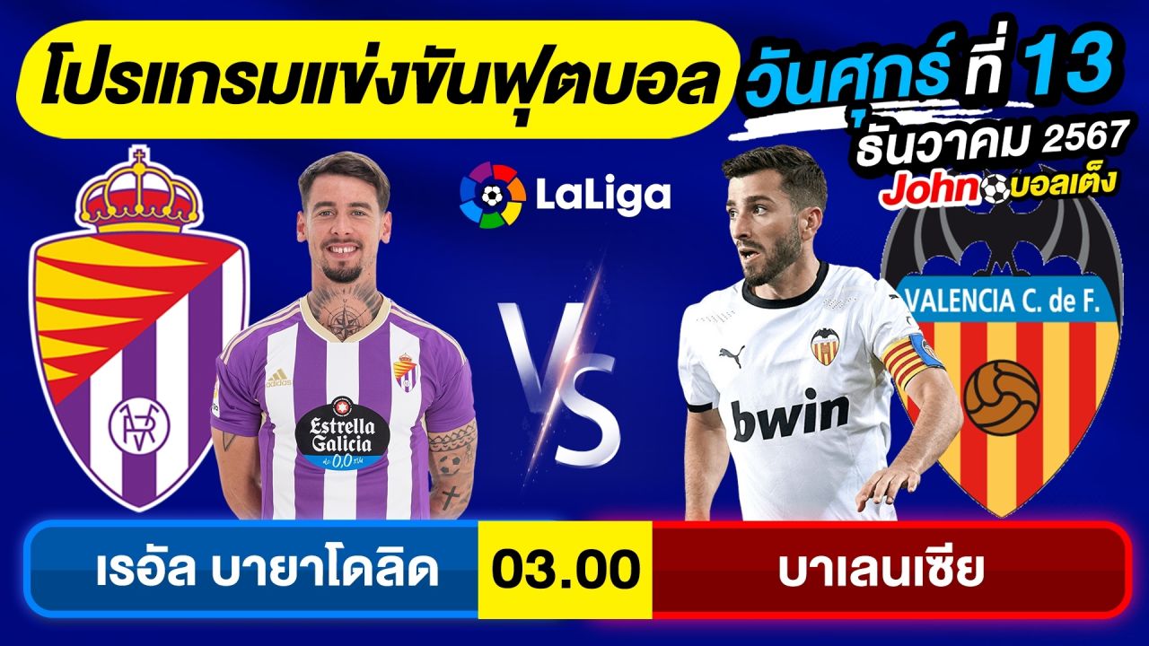 วิเคราะห์บอลวันนี้ บอลเต็ง ทีเด็ดบอล วัน ศุกร์ ที่ 13 ธันวาคม 2567 By จอห์นบอลเต็ง