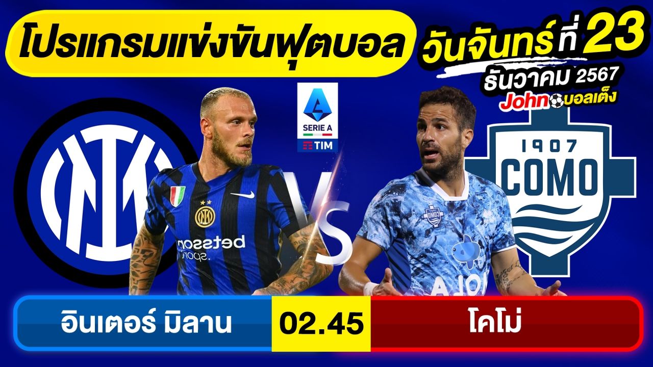 วิเคราะห์บอลวันนี้ บอลเต็ง ทีเด็ดบอล วัน จันทร์ ที่ 23 ธันวาคม 2567 By จอห์นบอลเต็ง