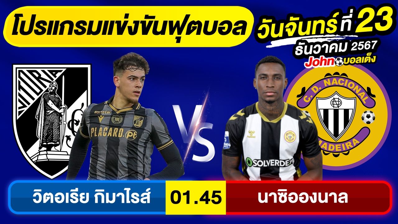 วิเคราะห์บอลวันนี้ บอลเต็ง ทีเด็ดบอล วัน จันทร์ ที่ 23 ธันวาคม 2567 By จอห์นบอลเต็ง