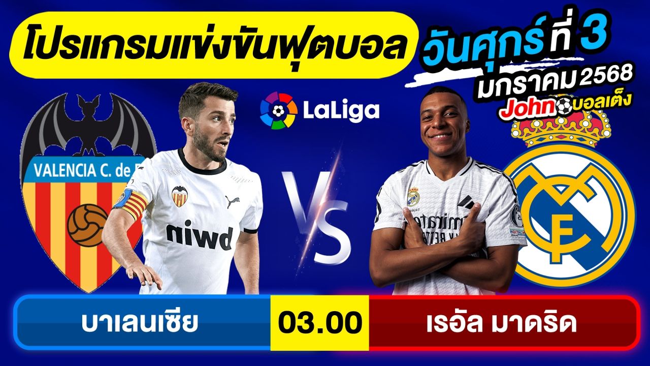 วิเคราะห์บอลวันนี้ บอลเต็ง ทีเด็ดบอล วันศุกร์ ที่ 3 มกราคม 2568 By จอห์นบอลเต็ง