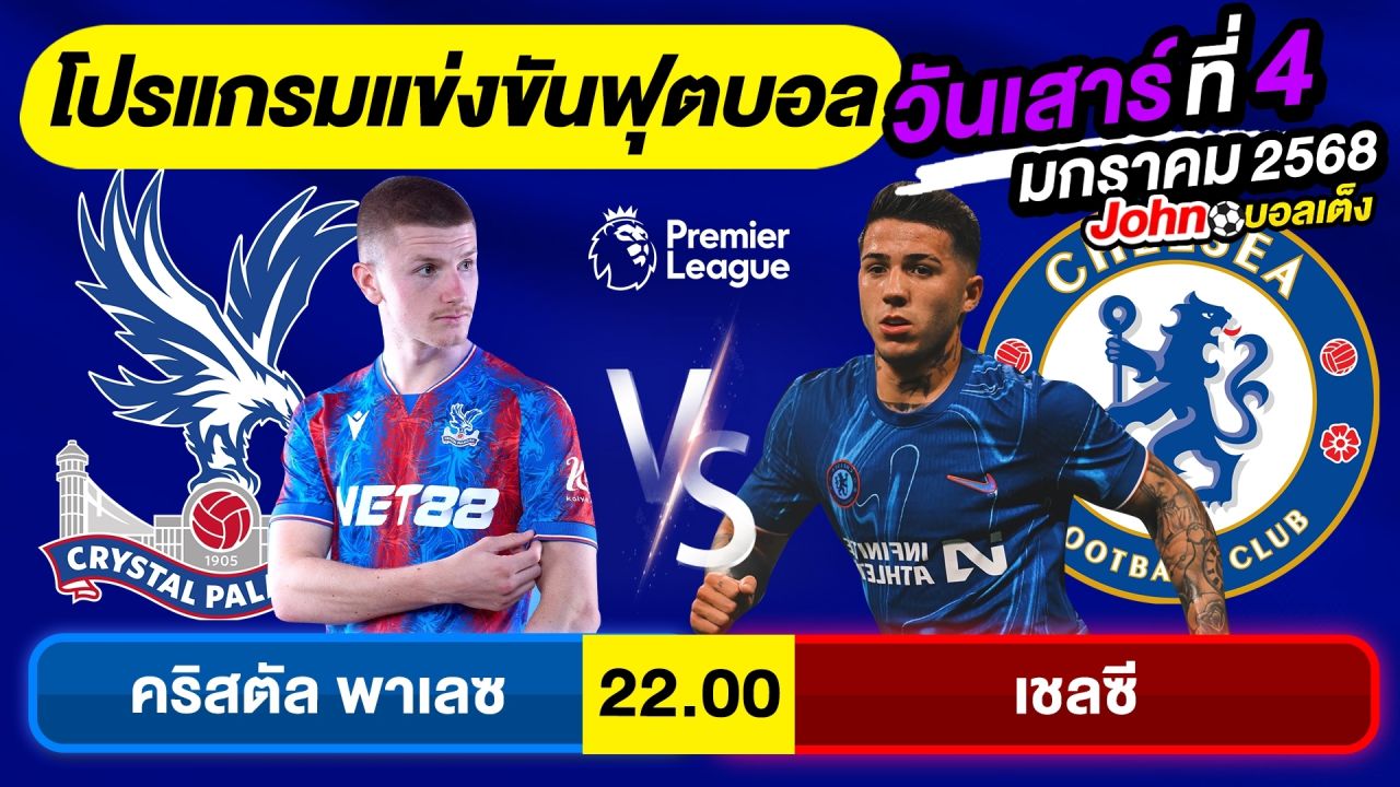 วิเคราะห์บอลวันนี้ บอลเต็ง ทีเด็ดบอล วันเสาร์ ที่ 4 มกราคม 2568 By จอห์นบอลเต็ง