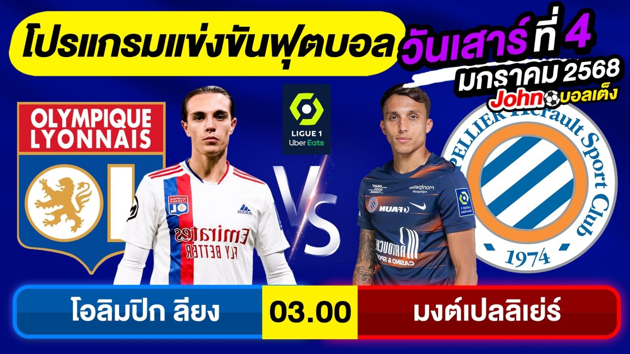 วิเคราะห์บอลวันนี้ บอลเต็ง ทีเด็ดบอล วันเสาร์ ที่ 4 มกราคม 2568 By จอห์นบอลเต็ง