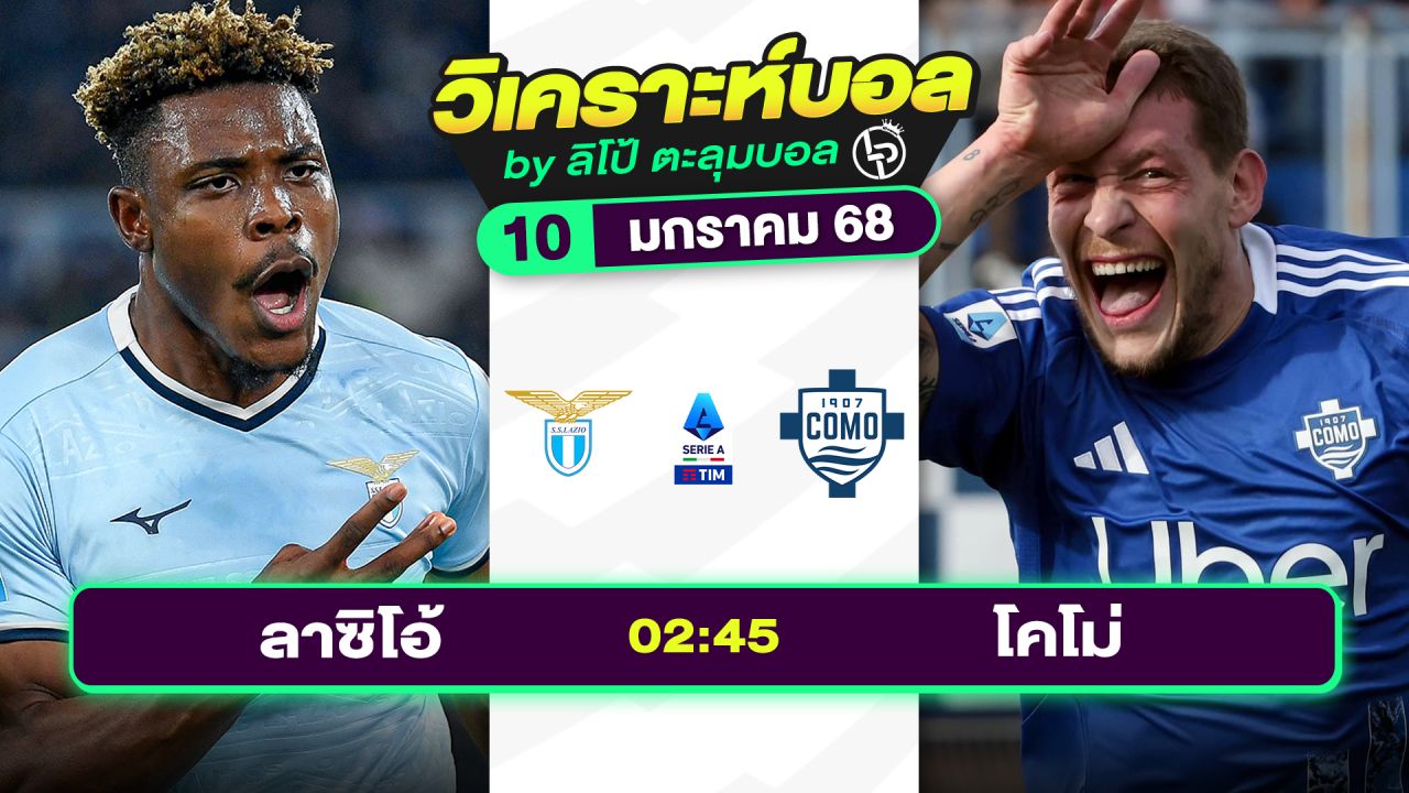 วิเคราะห์บอลวันนี้ ทีเด็ดบอล วันศุกร์ที่ 10 มกราคม 2568 By ลิโป้ตะลุมบอล