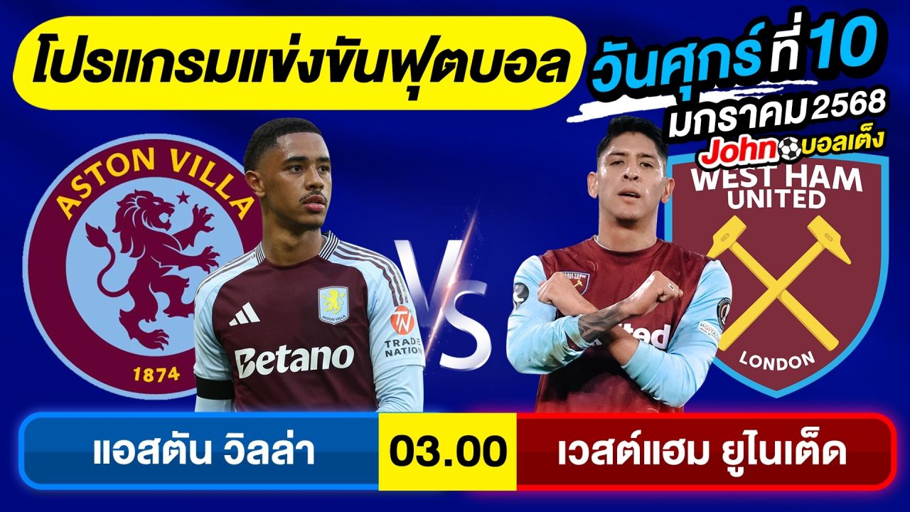 วิเคราะห์บอลวันนี้ บอลเต็ง ทีเด็ดบอล วันศุกร์ ที่ 10 มกราคม 2568 By จอห์นบอลเต็ง