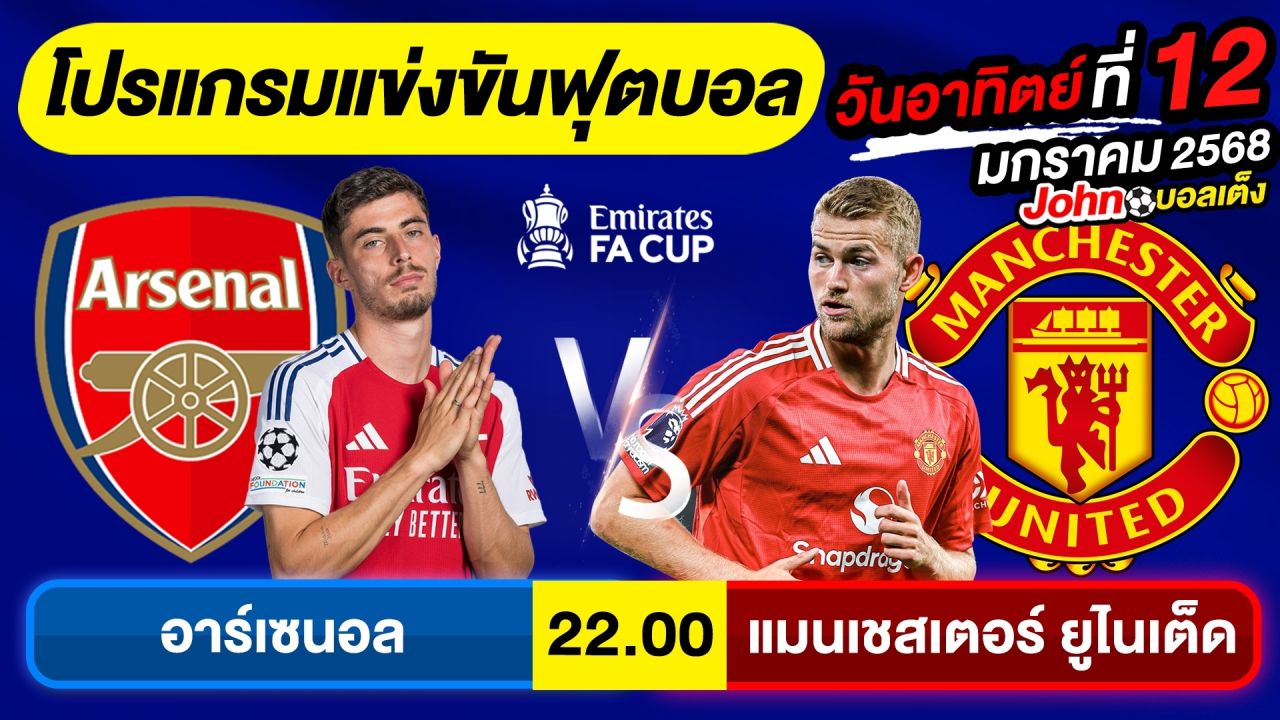 วิเคราะห์บอลวันนี้ บอลเต็ง ทีเด็ดบอล วันอาทิตย์ ที่ 12 มกราคม 2568 By จอห์นบอลเต็ง