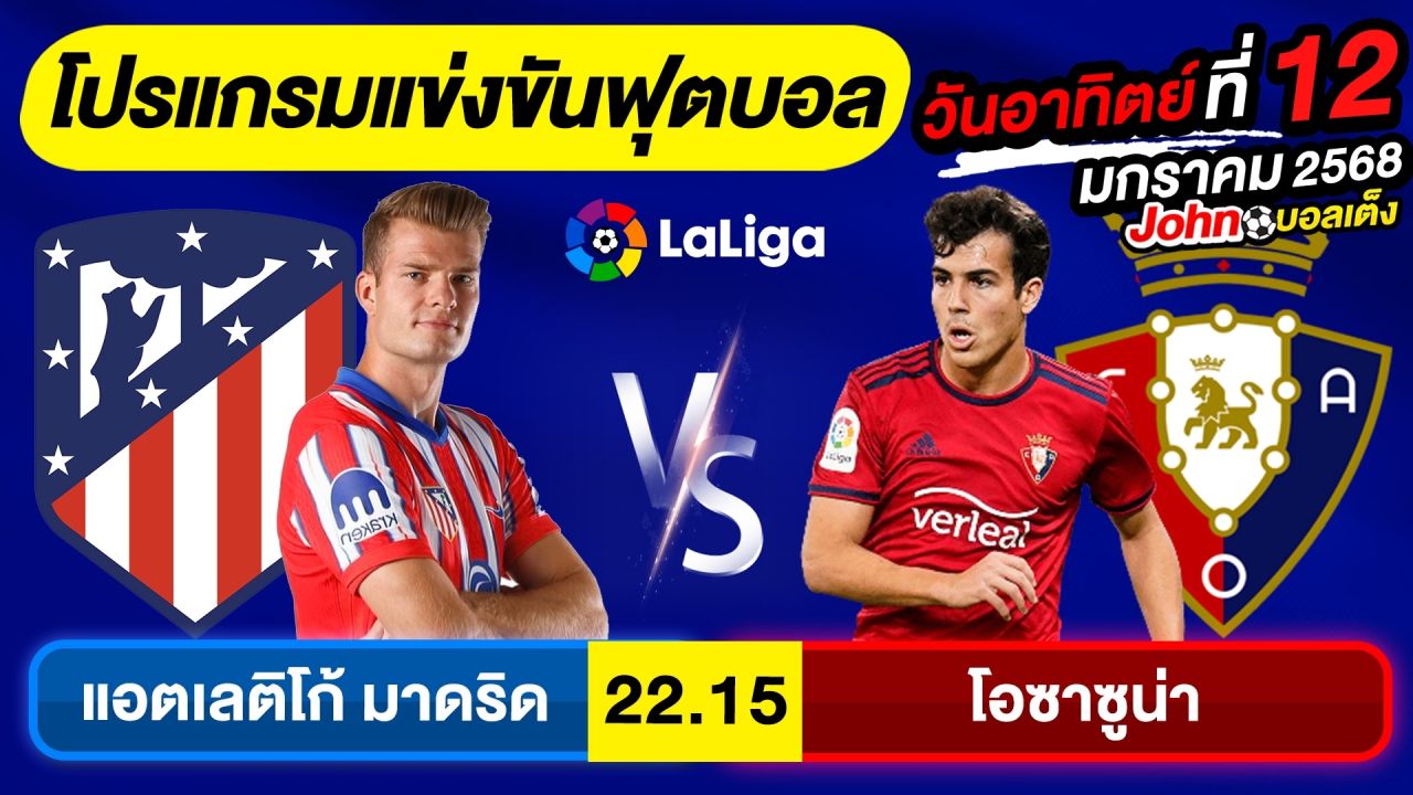 วิเคราะห์บอลวันนี้ บอลเต็ง ทีเด็ดบอล วันอาทิตย์ ที่ 12 มกราคม 2568 By จอห์นบอลเต็ง