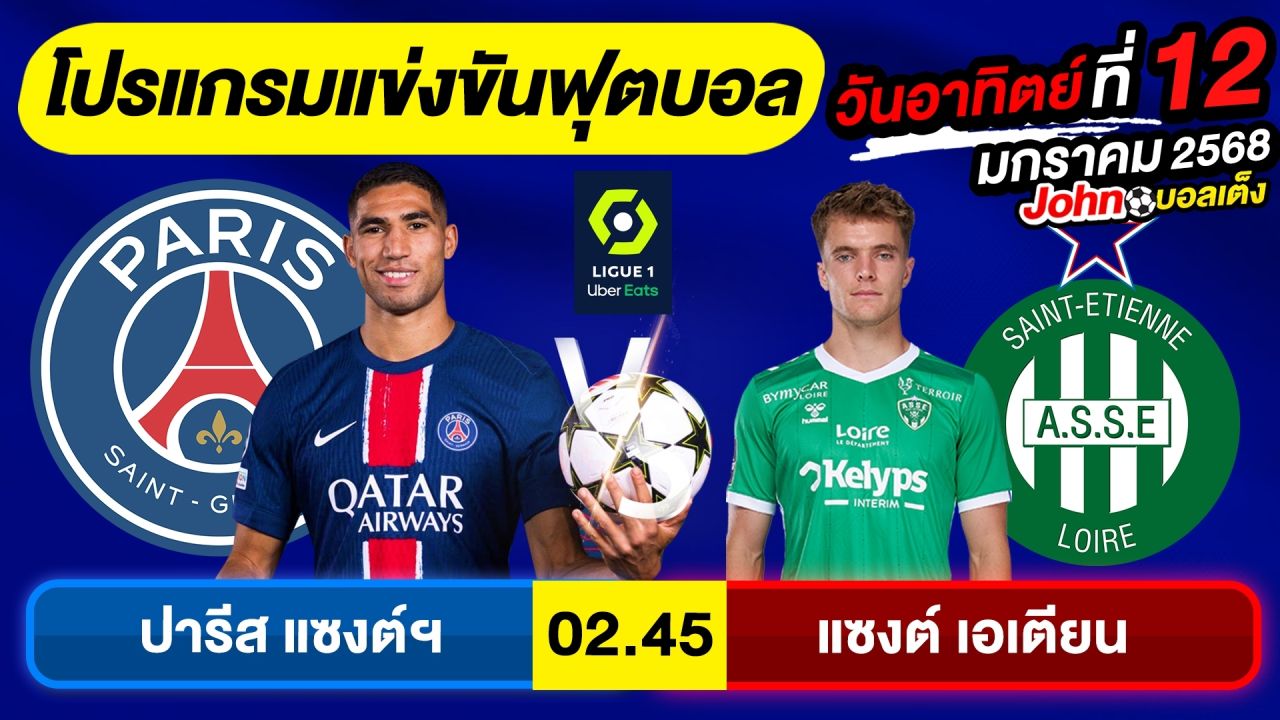 วิเคราะห์บอลวันนี้ บอลเต็ง ทีเด็ดบอล วันอาทิตย์ ที่ 12 มกราคม 2568 By จอห์นบอลเต็ง