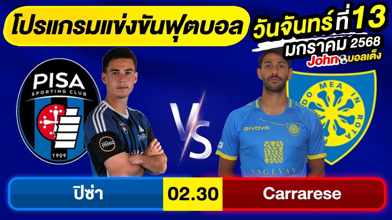 วิเคราะห์บอลวันนี้ บอลเต็ง ทีเด็ดบอล วันจันทร์ ที่ 13 มกราคม 2568 By จอห์นบอลเต็ง