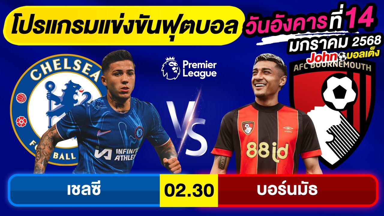 วิเคราะห์บอลวันนี้ บอลเต็ง ทีเด็ดบอล วันอังคาร ที่ 14 มกราคม 2568 By จอห์นบอลเต็ง