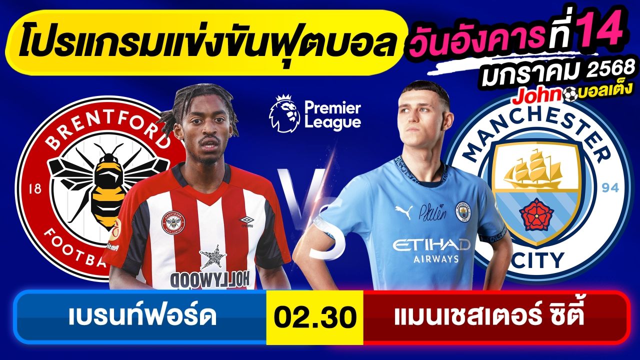 วิเคราะห์บอลวันนี้ บอลเต็ง ทีเด็ดบอล วันอังคาร ที่ 14 มกราคม 2568 By จอห์นบอลเต็ง