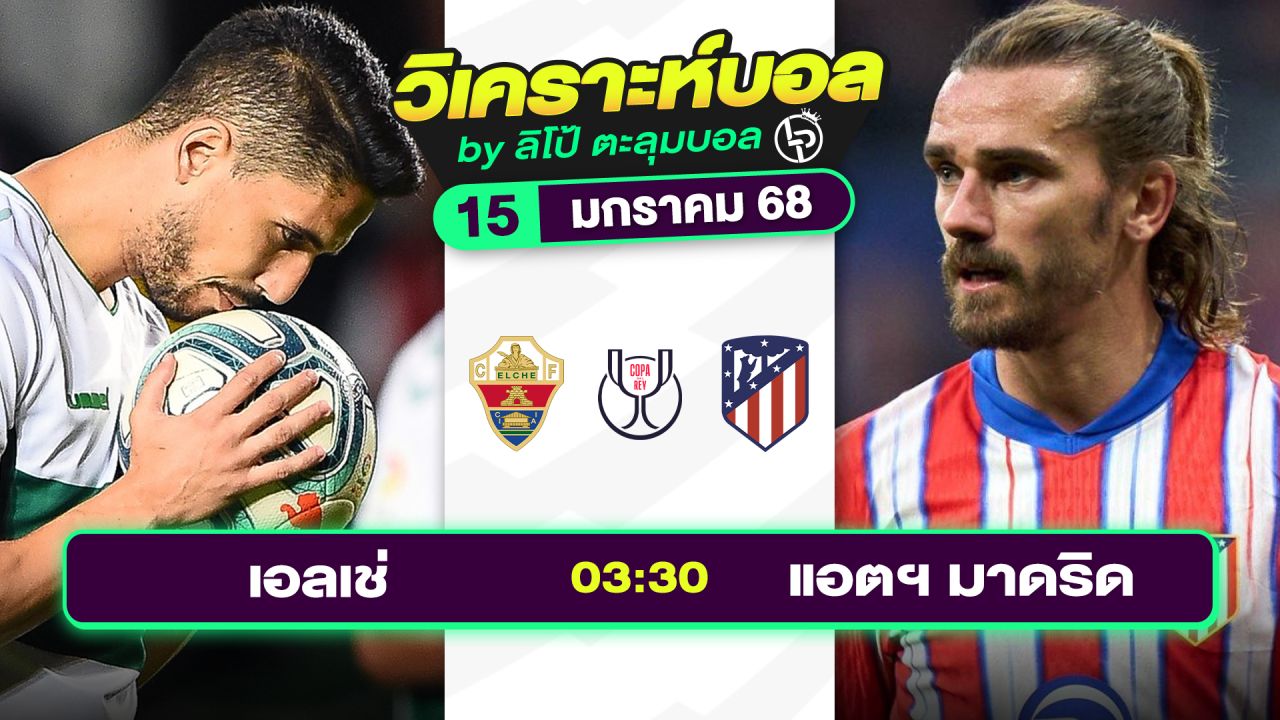 วิเคราะห์บอลวันนี้ ทีเด็ดบอล วันพุธที่ 15 มกราคม 2568 By ลิโป้ตะลุมบอล