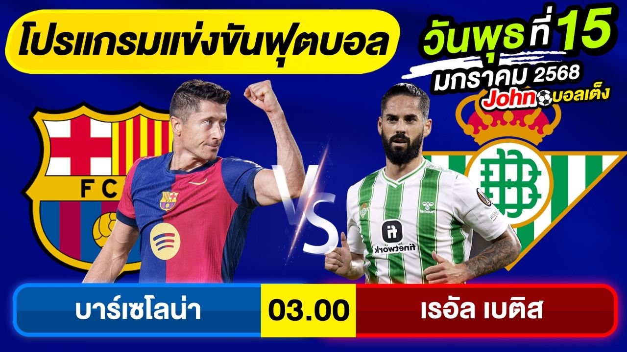 วิเคราะห์บอลวันนี้ บอลเต็ง ทีเด็ดบอล วันพุธ ที่ 15 มกราคม 2568 By จอห์นบอลเต็ง