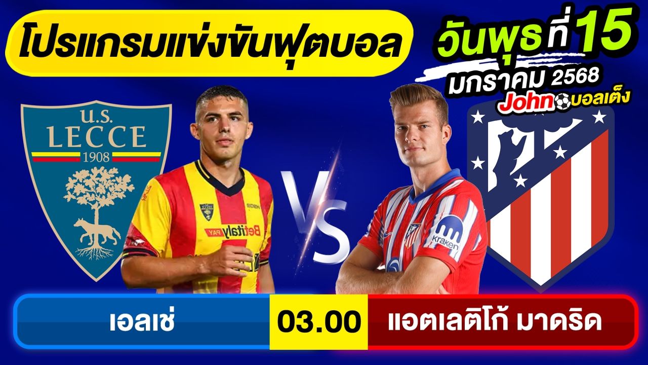 วิเคราะห์บอลวันนี้ บอลเต็ง ทีเด็ดบอล วันพุธ ที่ 15 มกราคม 2568 By จอห์นบอลเต็ง