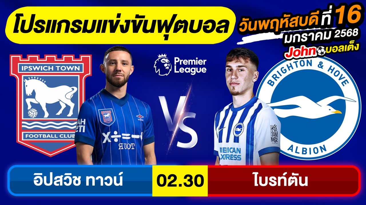 วิเคราะห์บอลวันนี้ บอลเต็ง ทีเด็ดบอล วันพฤหัสบดี ที่ 16 มกราคม 2568 By จอห์นบอลเต็ง