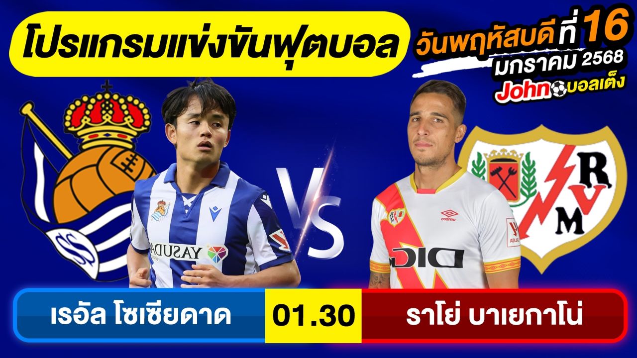 วิเคราะห์บอลวันนี้ บอลเต็ง ทีเด็ดบอล วันพฤหัสบดี ที่ 16 มกราคม 2568 By จอห์นบอลเต็ง