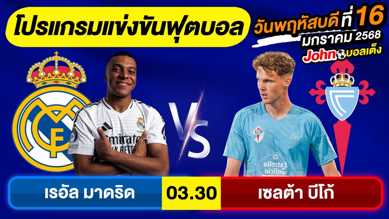 วิเคราะห์บอลวันนี้ บอลเต็ง ทีเด็ดบอล วันพฤหัสบดี ที่ 16 มกราคม 2568 By จอห์นบอลเต็ง