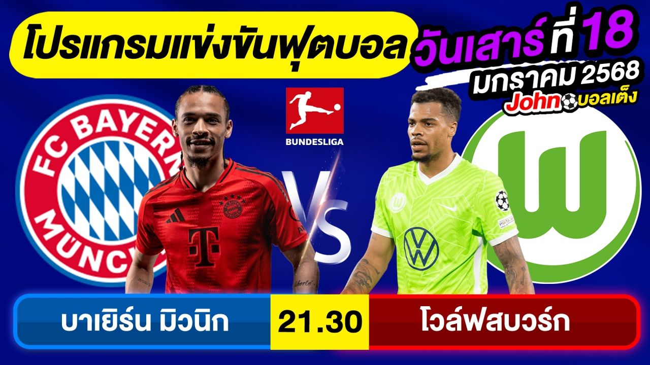 วิเคราะห์บอลวันนี้ บอลเต็ง ทีเด็ดบอล วันเสาร์ ที่ 18 มกราคม 2568 By จอห์นบอลเต็ง