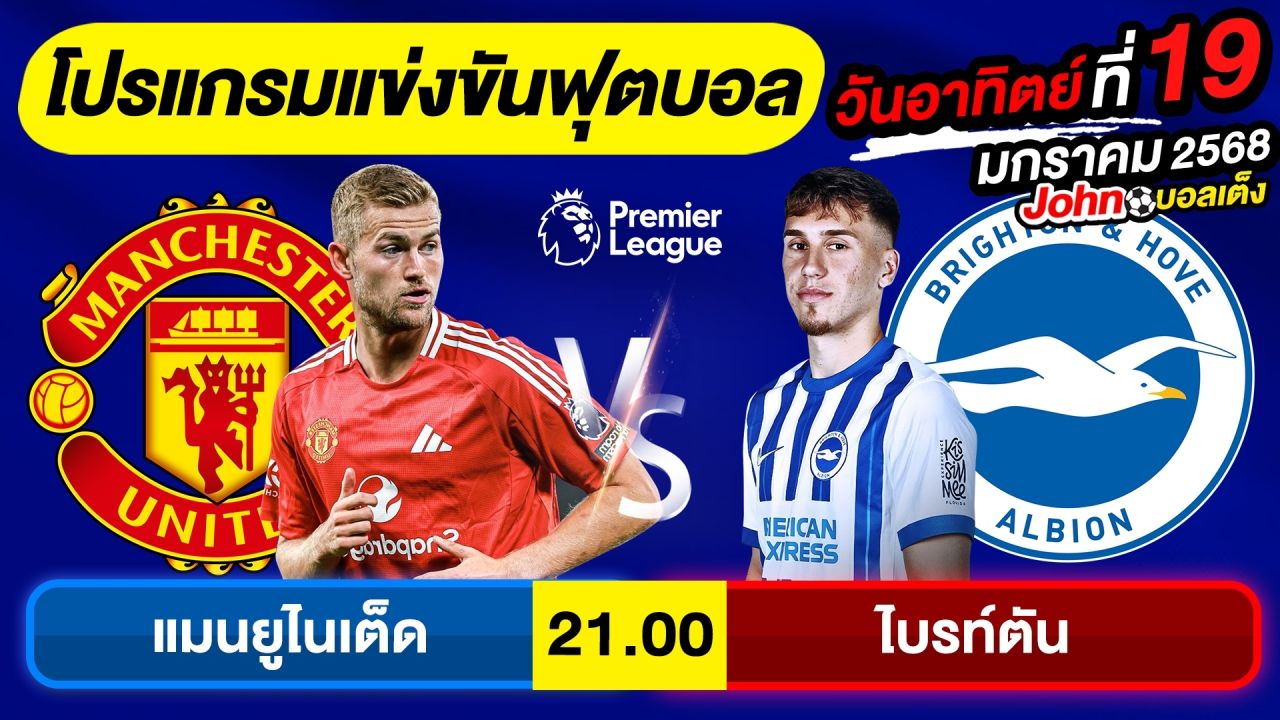 วิเคราะห์บอลวันนี้ บอลเต็ง ทีเด็ดบอล วันอาทิตย์ ที่ 19 มกราคม 2568 Byจอห์นบอลเต็ง