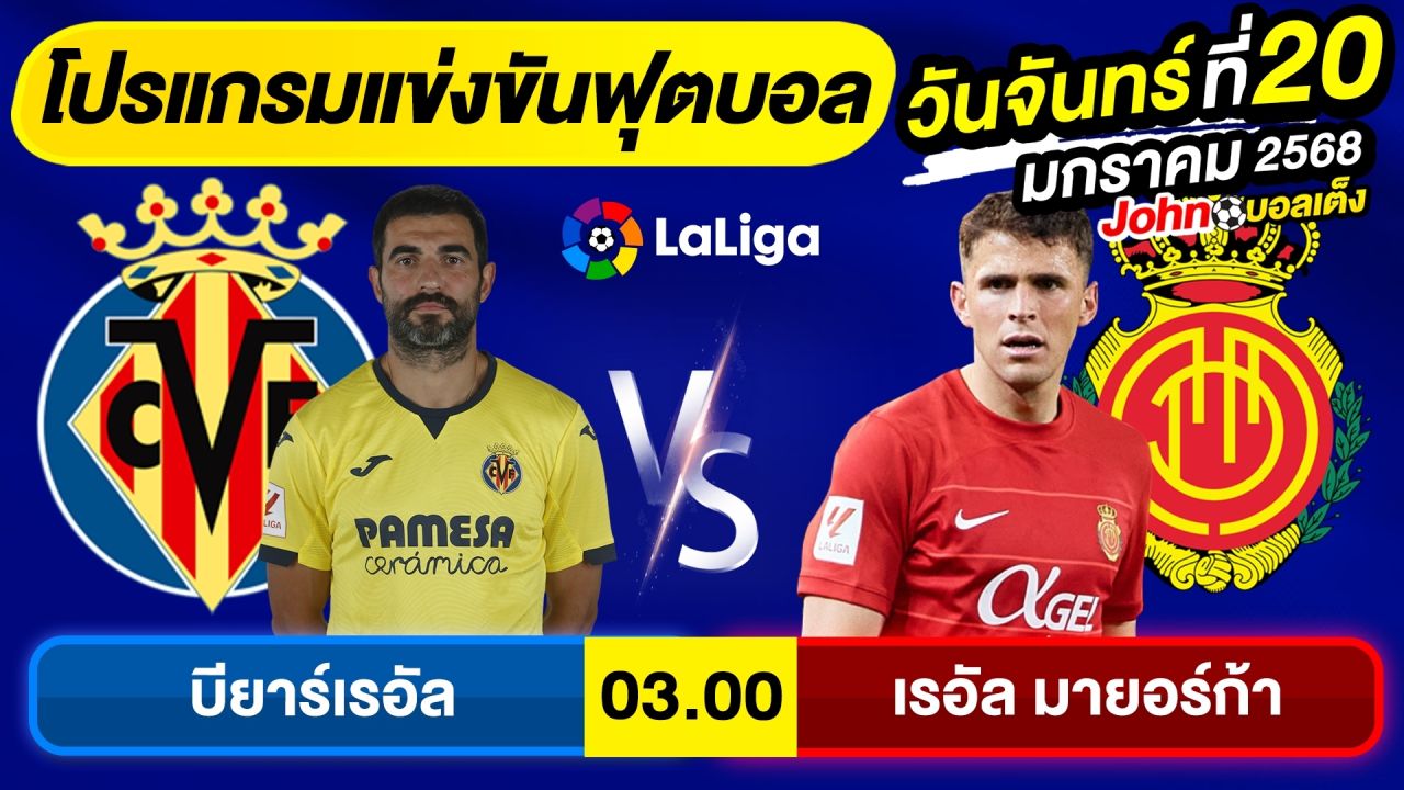 วิเคราะห์บอลวันนี้ บอลเต็ง ทีเด็ดบอล วันจันทร์ ที่ 20 มกราคม 2568 By จอห์นบอลเต็ง