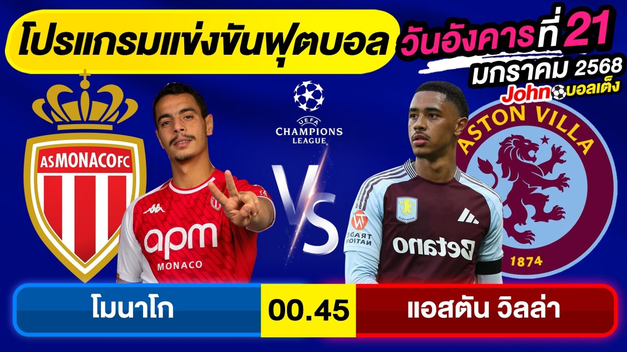วิเคราะห์บอลวันนี้ บอลเต็ง ทีเด็ดบอล วันอังคาร ที่ 21 มกราคม 2568 By จอห์นบอลเต็ง
