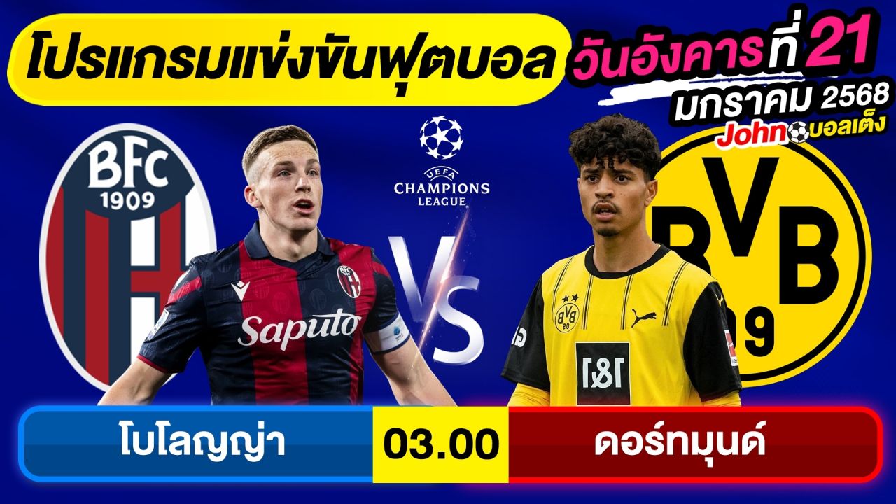 วิเคราะห์บอลวันนี้ บอลเต็ง ทีเด็ดบอล วันอังคาร ที่ 21 มกราคม 2568 By จอห์นบอลเต็ง