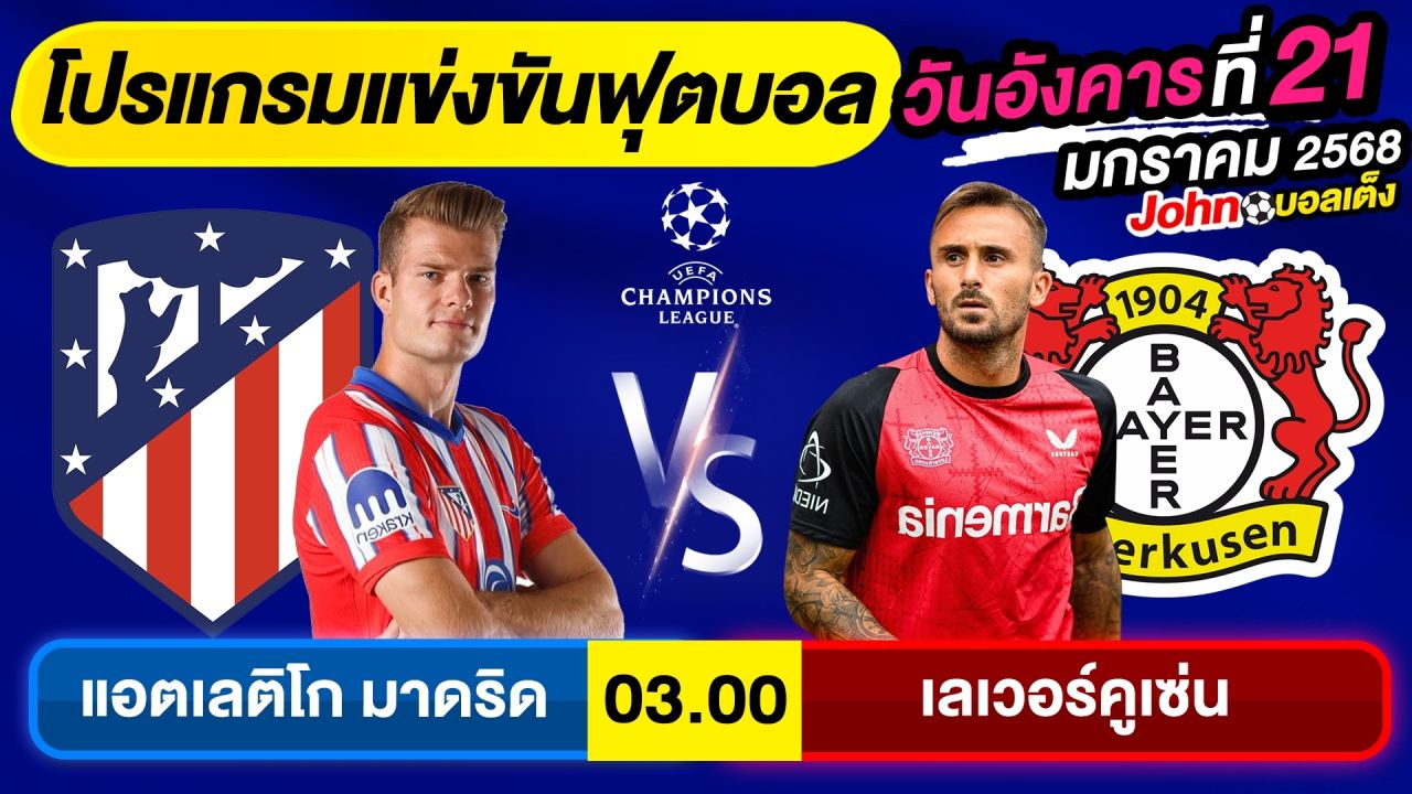 วิเคราะห์บอลวันนี้ บอลเต็ง ทีเด็ดบอล วันอังคาร ที่ 21 มกราคม 2568 By จอห์นบอลเต็ง