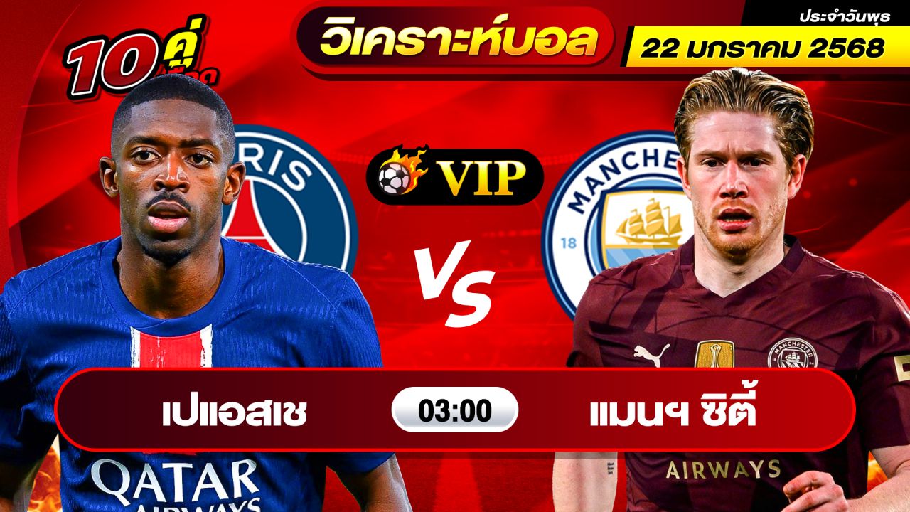 วิเคราะห์บอลวันนี้ ทีเด็ดบอล วันพุธ ที่ 22 มกราคม 2568 By ช็อตเด็ดบอลเต็ง