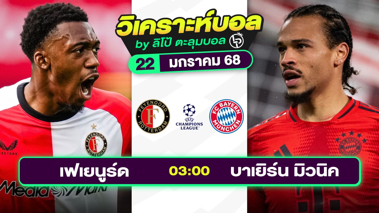 วิเคราะห์บอลวันนี้ ทีเด็ดบอล วันพุธที่ 22 มกราคม 2568 By ลิโป้ตะลุมบอล