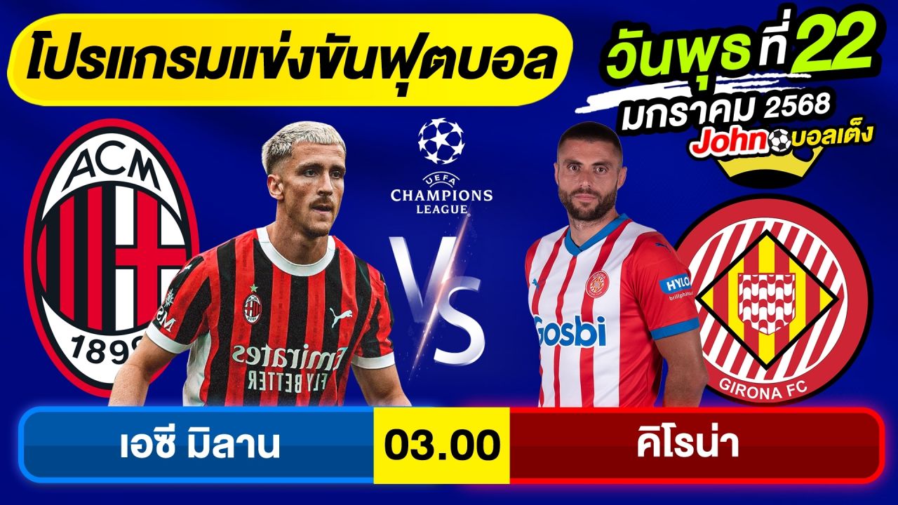 วิเคราะห์บอลวันนี้ บอลเต็ง ทีเด็ดบอล วันพุธ ที่ 22 มกราคม 2568 By จอห์นบอลเต็ง