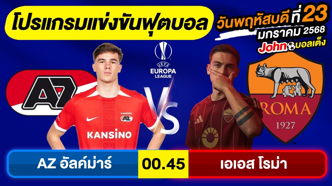 วิเคราะห์บอลวันนี้ บอลเต็ง ทีเด็ดบอล วันพฤหัสบดี ที่ 23 มกราคม 2568 By จอห์นบอลเต็ง