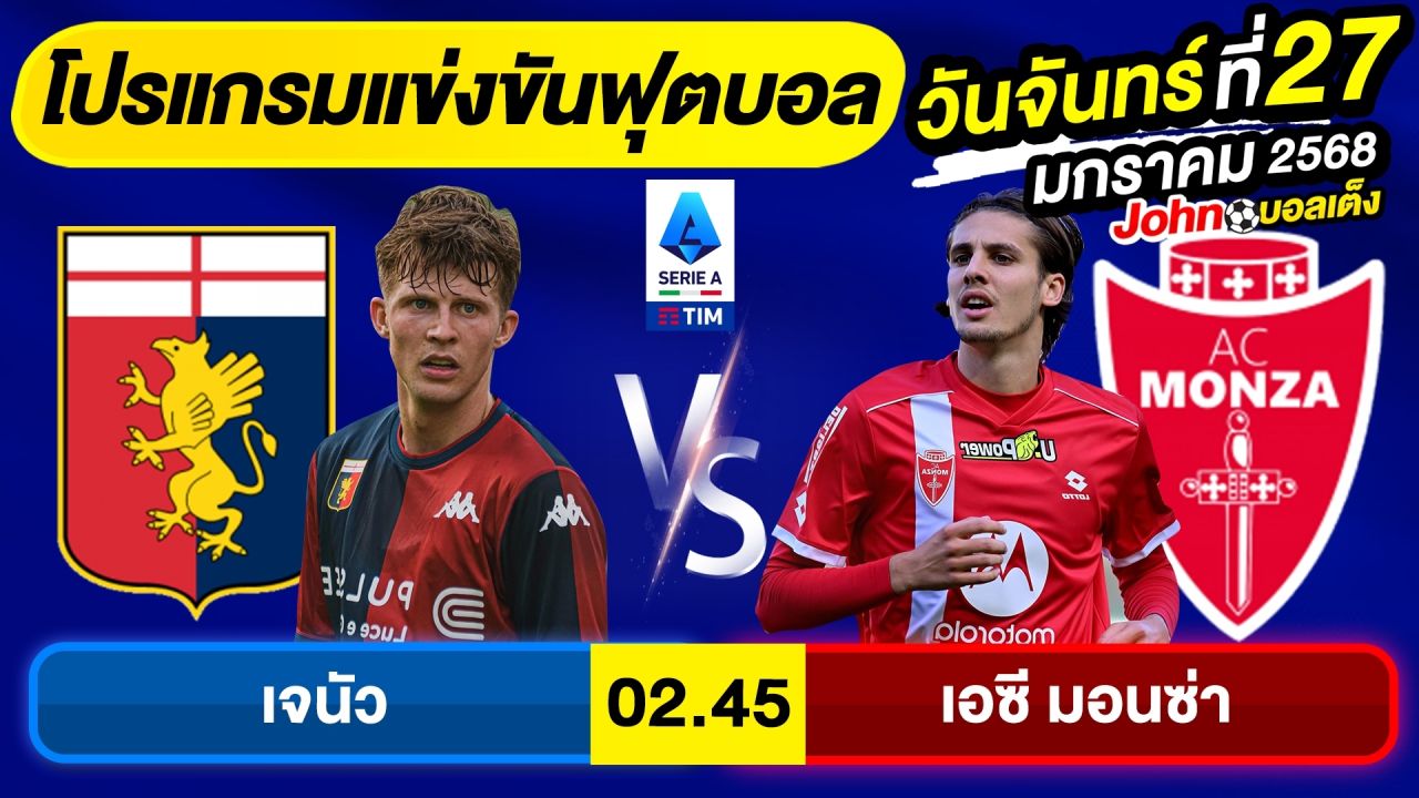 วิเคราะห์บอลวันนี้ บอลเต็ง ทีเด็ดบอล วันจันทร์ ที่ 27 มกราคม 2568 By จอห์นบอลเต็ง