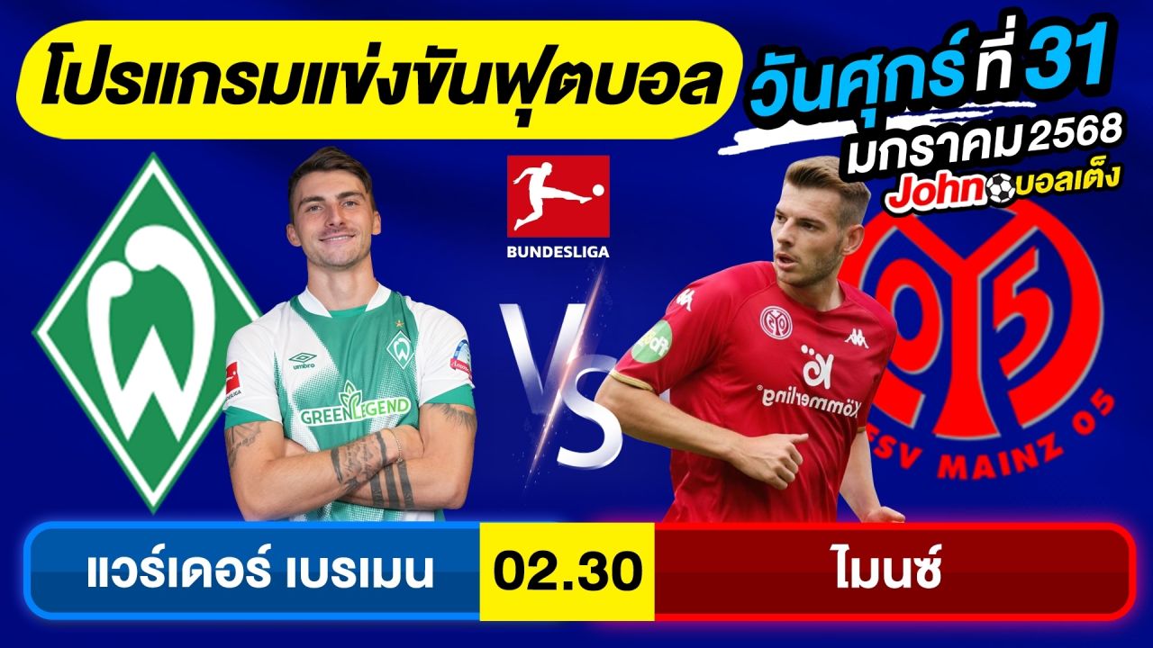 วิเคราะห์บอลวันนี้ บอลเต็ง ทีเด็ดบอล วันศุกร์ ที่ 31 มกราคม 2568 By จอห์นบอลเต็ง