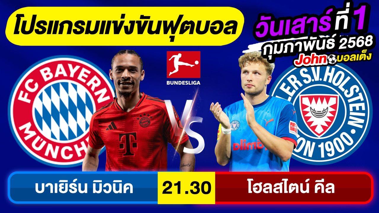 วิเคราะห์บอลวันนี้ บอลเต็ง ทีเด็ดบอลวันเสาร์ ที่ 1 กุมภาพันธ์ 2568 By จอห์นบอลเต็ง
