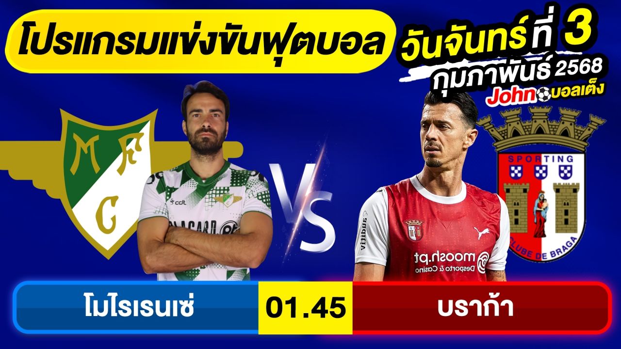 วิเคราะห์บอลวันนี้ บอลเต็ง ทีเด็ดบอลวันจันทร์ ที่ 3 กุมภาพันธ์ 2568 By จอห์นบอลเต็ง