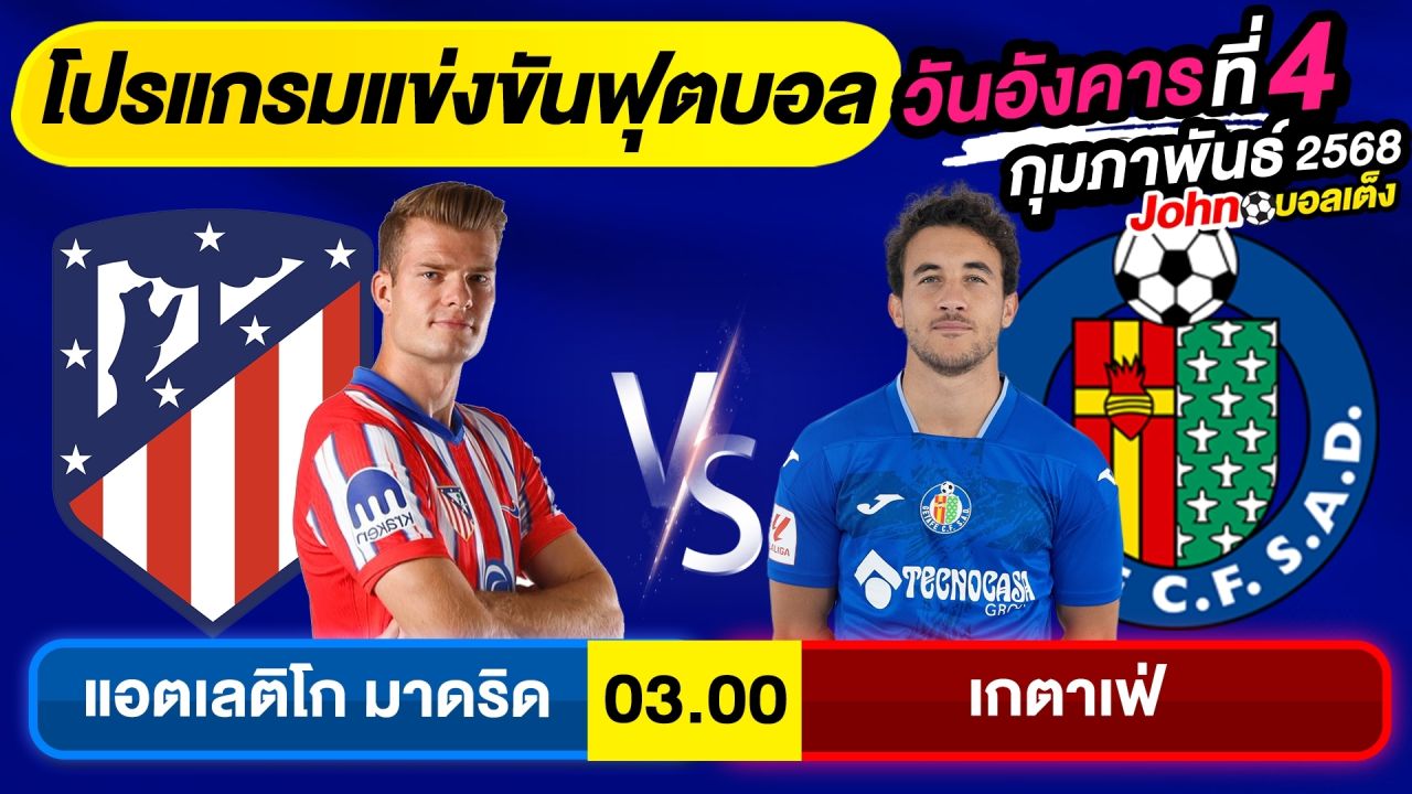 วิเคราะห์บอลวันนี้ อังคาร ที่ 4 กุมภาพันธ์ 2568 บอลเต็ง ทีเด็ดบอล By จอห์นบอลเต็ง