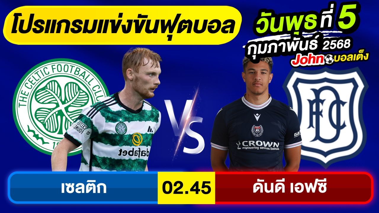 วิเคราะห์บอลวันนี้ บอลเต็ง ทีเด็ดบอล วันพุธ ที่ 5 กุมภาพันธ์ 2568 By จอห์นบอลเต็ง