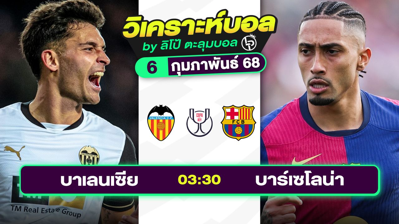 วิเคราะห์บอลวันนี้ ทีเด็ดบอล วันพฤหัสบดีที่ 6 กุมภาพันธ์ 2568 By ลิโป้ตะลุมบอล